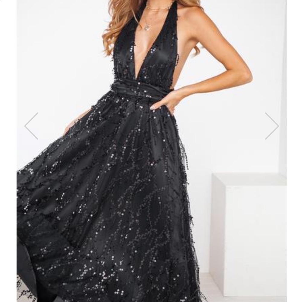 Black sequin maxi dress